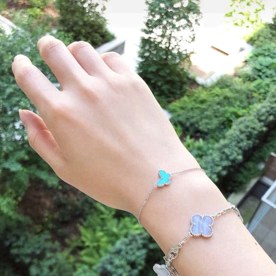 [Vicky]BUTTERFLY TURQUOISE BUTTERFLY BRACELET SILVER