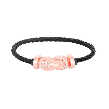 [Royal&Vicky]CHANCE LARGE 8 FIGURE BUCKLE HALF DIAMOND BRACELET ROSE GOLD
