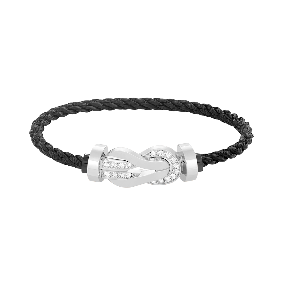[Royal&Vicky]CHANCE LARGE 8 FIGURE BUCKLE HALF DIAMOND BRACELET SILVER