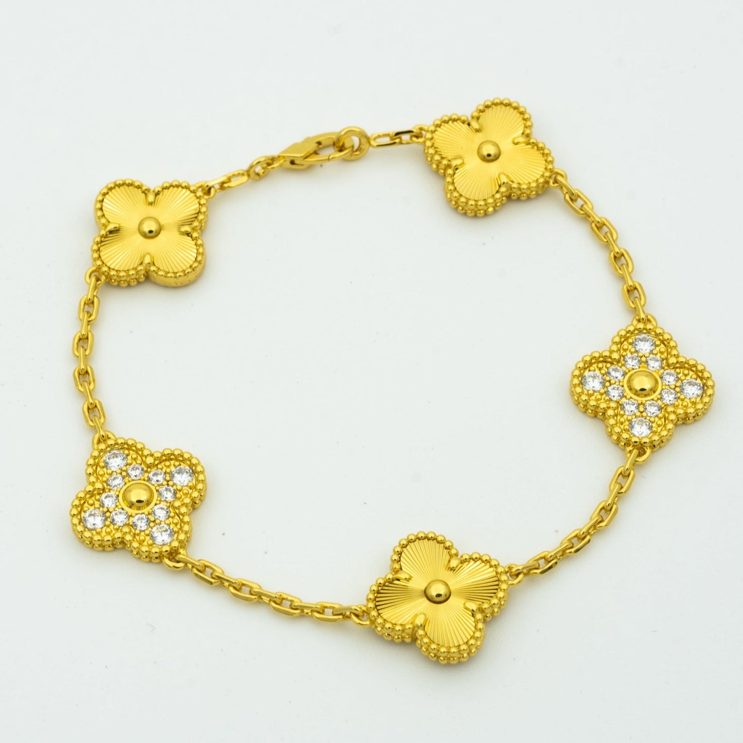 [Vicky]CLOVER BRACELET 5 MOTIFS GOLD DIAMOND