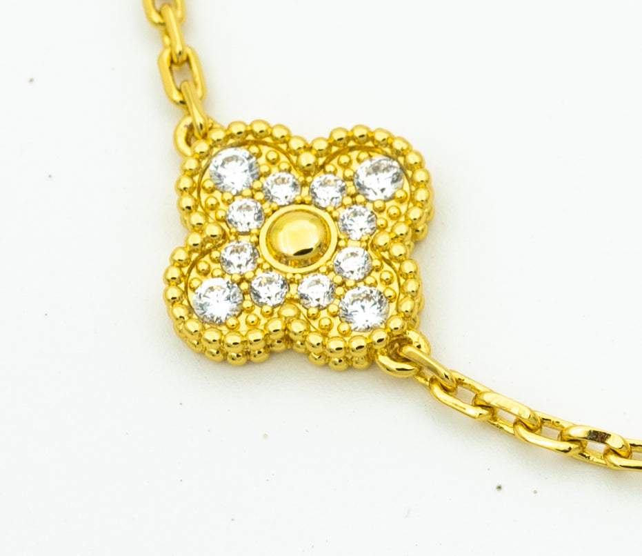 [Vicky]CLOVER BRACELET 5 MOTIFS GOLD DIAMOND