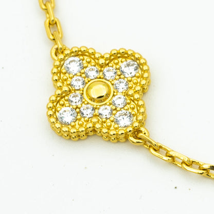 [Vicky]CLOVER BRACELET 5 MOTIFS GOLD DIAMOND