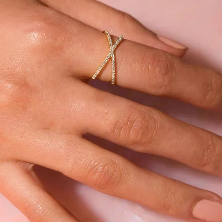 [Royal Vicky]Nia Gold Diamond Cross Ring