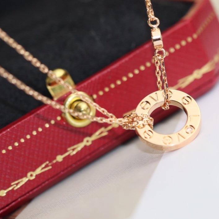 [Vicky]LOVE NECKLACE ADJUSTABLE ROSE GOLD 2 DIAMOND