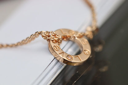 [Vicky]LOVE NECKLACE ADJUSTABLE ROSE GOLD 2 DIAMOND