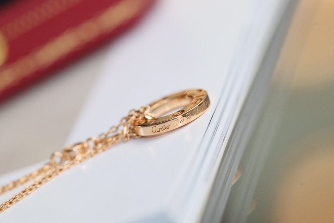 [Vicky]LOVE NECKLACE ADJUSTABLE ROSE GOLD 2 DIAMOND