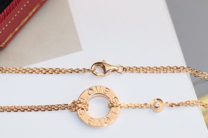 [Vicky]LOVE NECKLACE ADJUSTABLE ROSE GOLD 2 DIAMOND
