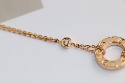 [Vicky]LOVE NECKLACE ADJUSTABLE ROSE GOLD 2 DIAMOND