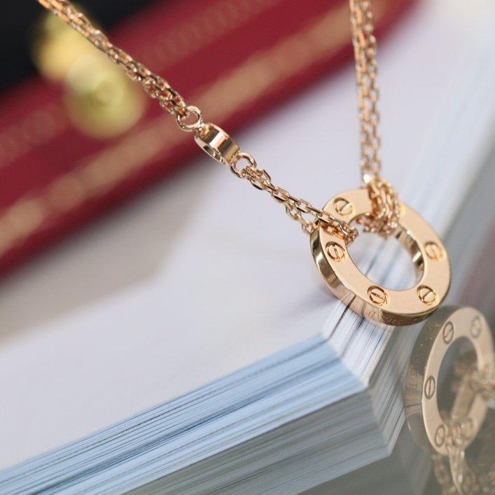 [Vicky]LOVE NECKLACE ADJUSTABLE ROSE GOLD 2 DIAMOND