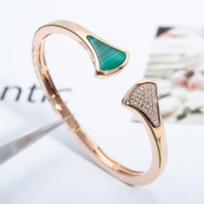 [Vicky]DREAM BRACELET OPEN MALACHITE PINK GOLD