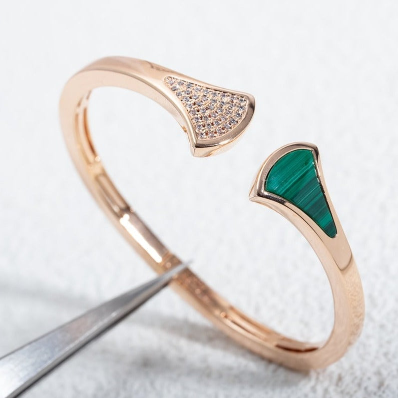 [Vicky]DREAM BRACELET OPEN MALACHITE PINK GOLD