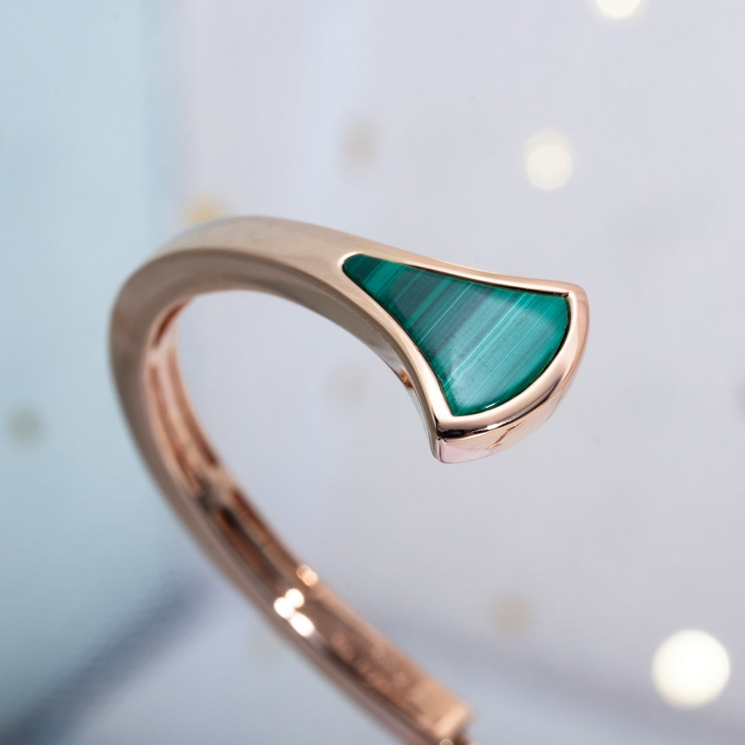 [Vicky]DREAM BRACELET OPEN MALACHITE PINK GOLD