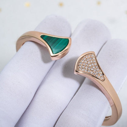 [Vicky]DREAM BRACELET OPEN MALACHITE PINK GOLD