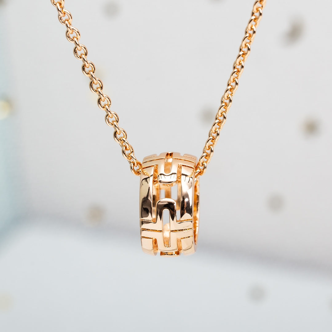 [Vicky]PARENTESI NECKLACE PINK GOLD