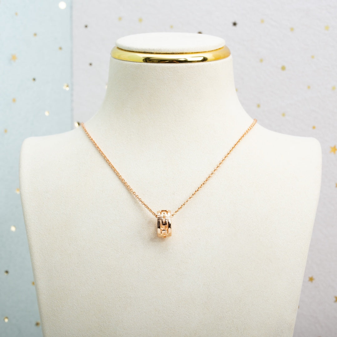 [Vicky]PARENTESI NECKLACE PINK GOLD