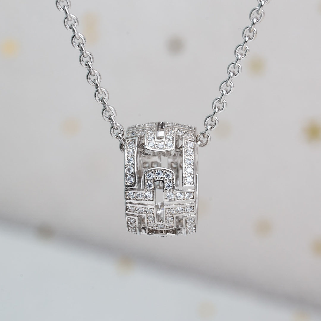 [Vicky]PARENTESI NECKLACE SILVER DIAMOND