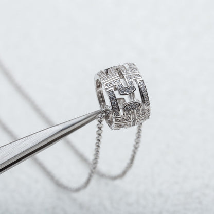 [Vicky]PARENTESI NECKLACE SILVER DIAMOND