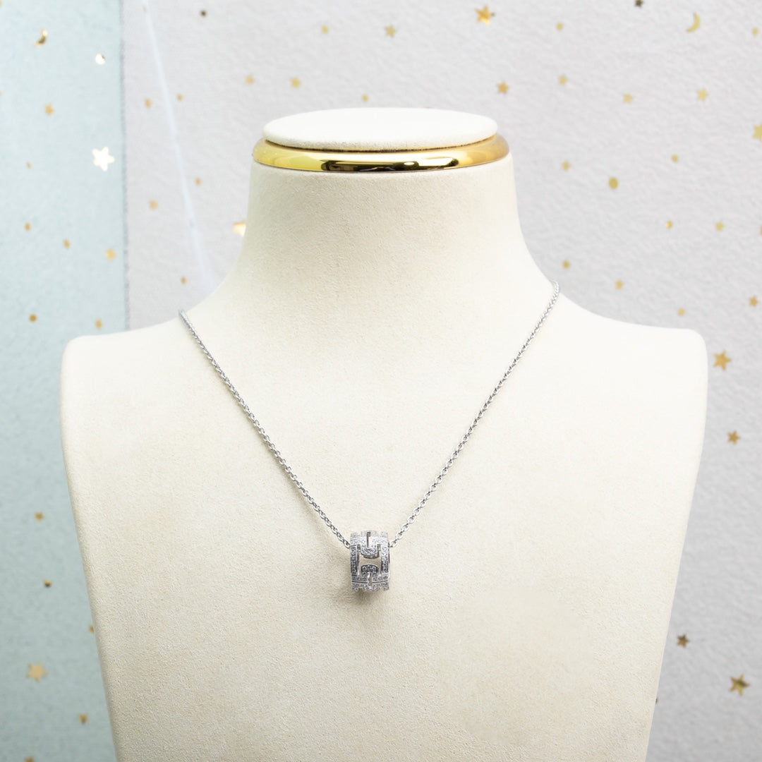 [Vicky]PARENTESI NECKLACE SILVER DIAMOND
