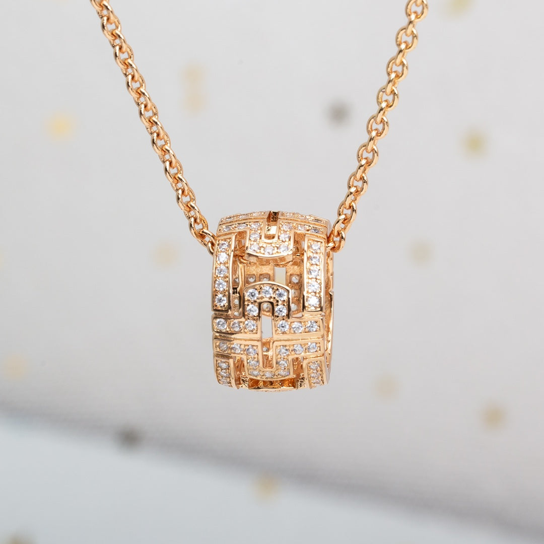 [Vicky]PARENTESI NECKLACE PINK GOLD DIAMOND