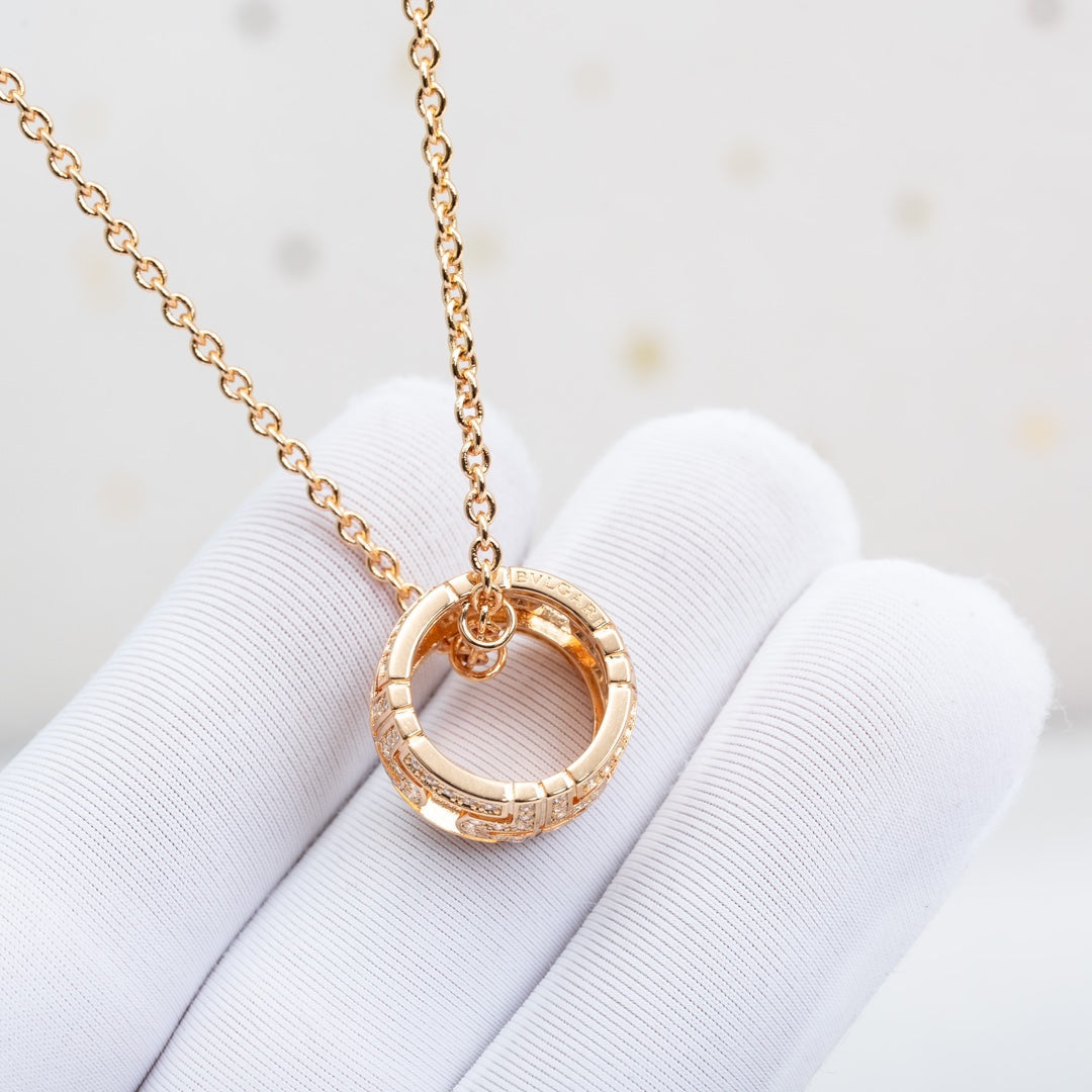 [Vicky]PARENTESI NECKLACE PINK GOLD DIAMOND