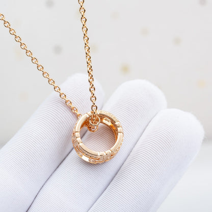 [Vicky]PARENTESI NECKLACE PINK GOLD DIAMOND