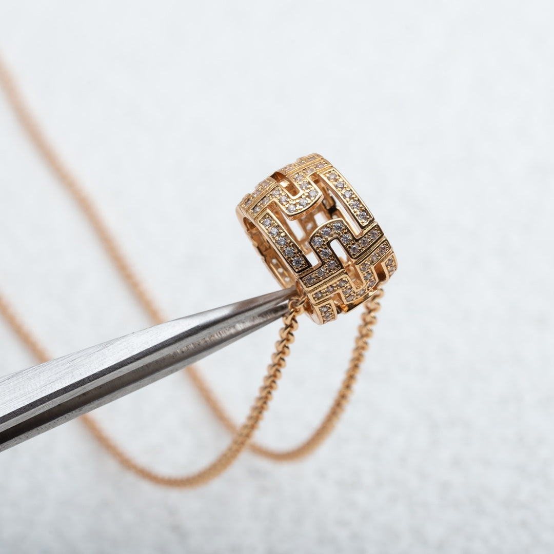 [Vicky]PARENTESI NECKLACE PINK GOLD DIAMOND