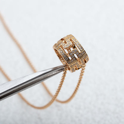 [Vicky]PARENTESI NECKLACE PINK GOLD DIAMOND