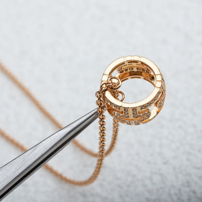 [Vicky]PARENTESI NECKLACE PINK GOLD DIAMOND