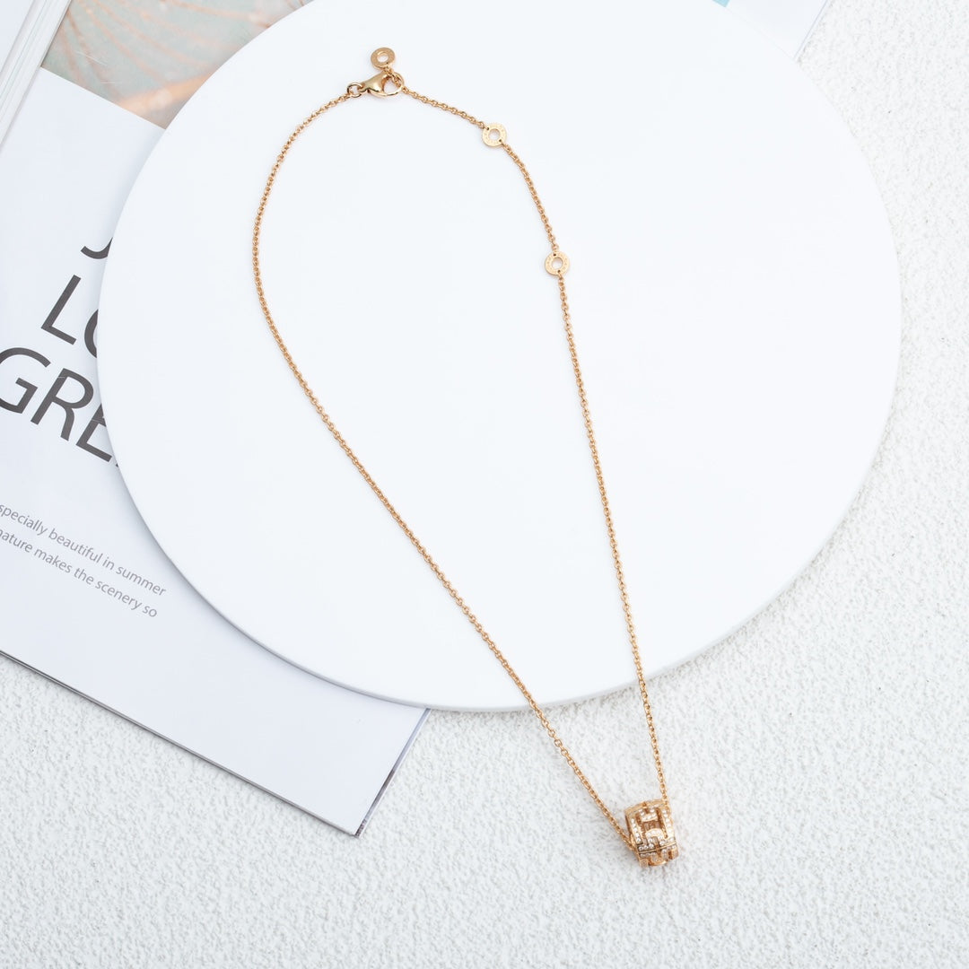 [Vicky]PARENTESI NECKLACE PINK GOLD DIAMOND