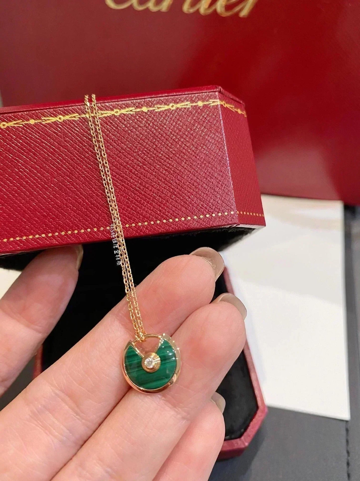 [Vicky]AMULETTE ROSE GOLD MALACHITE NECKLACE