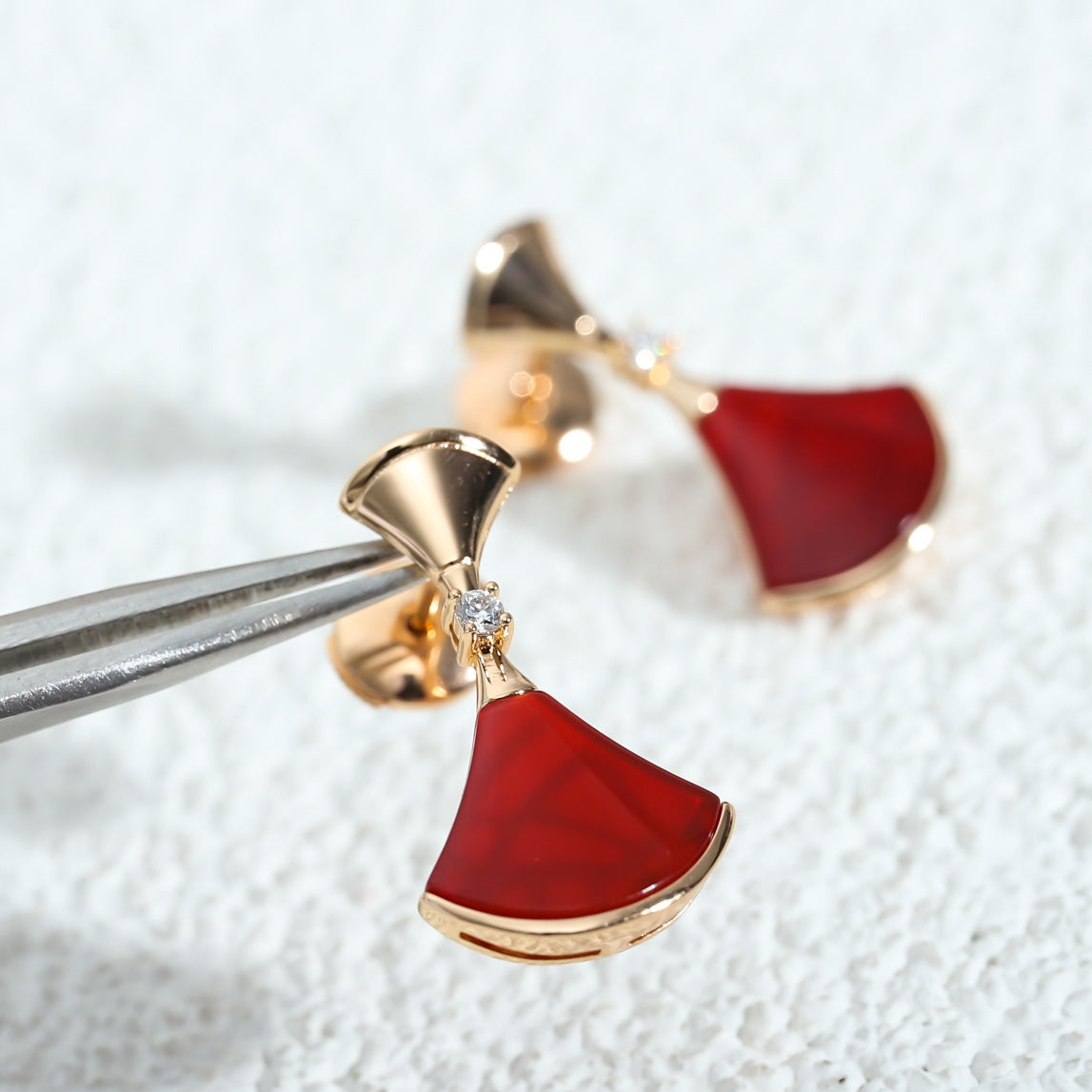 [Vicky]DREAM Carnelian PINK GOLD EARRINGS