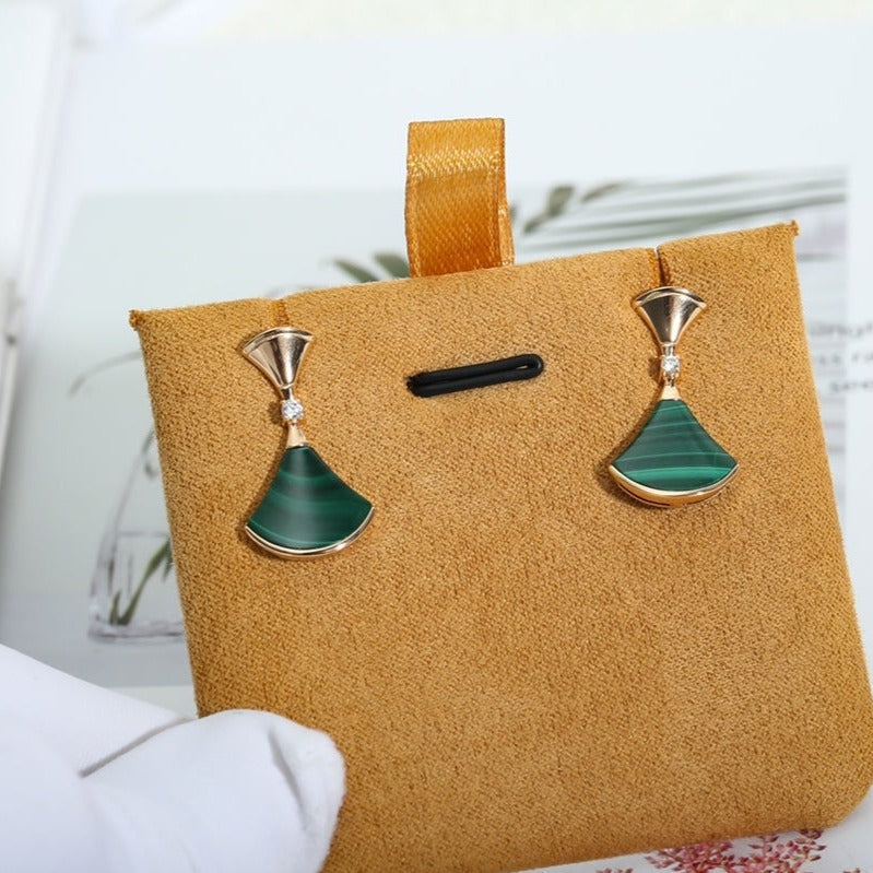 [Vicky]DREAM MALACHITE PINK GOLD EARRINGS