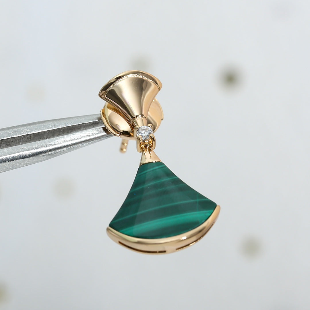 [Vicky]DREAM MALACHITE PINK GOLD EARRINGS
