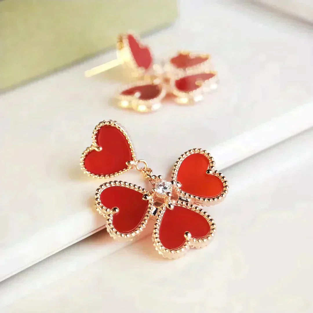 [Vicky]SWEET CLOVER CARNELIAN EARRINGS