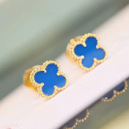 [Vicky]CLOVER MINI 9.5MM TURQUOISE EARRINGS
