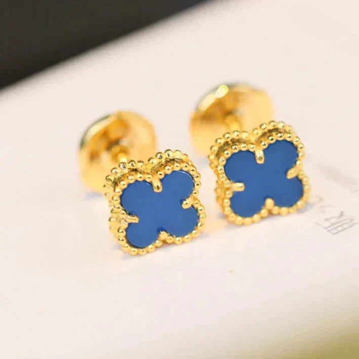 [Vicky]CLOVER MINI 9.5MM TURQUOISE EARRINGS