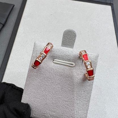 [Vicky]SERPENTI CARNELIAN PINK GOLD EARRINGS