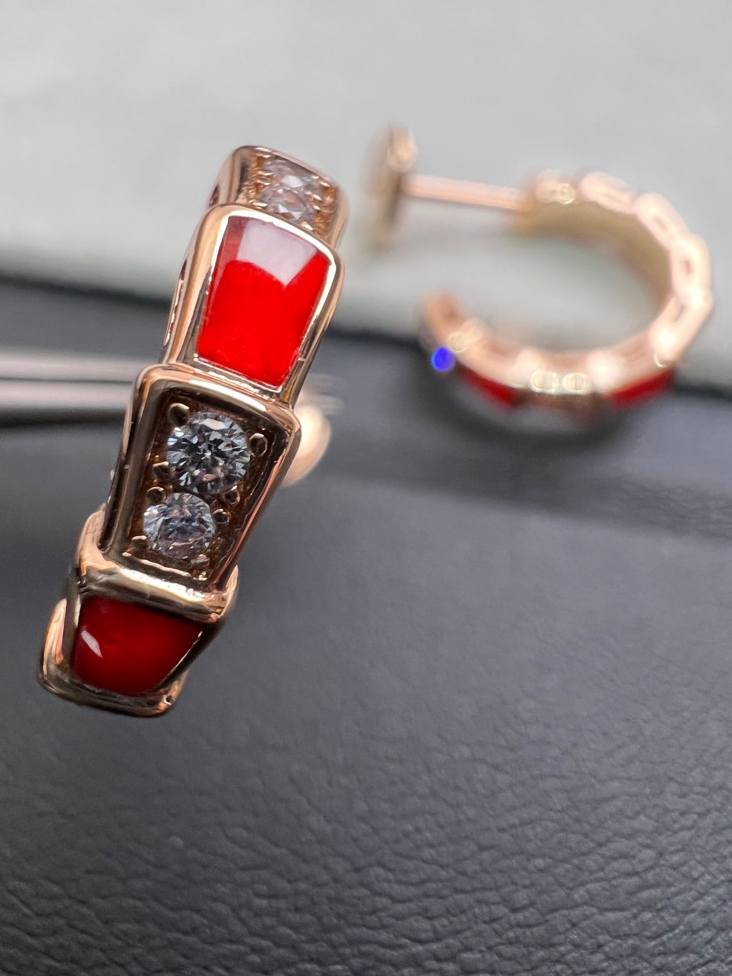 [Vicky]SERPENTI CARNELIAN PINK GOLD EARRINGS