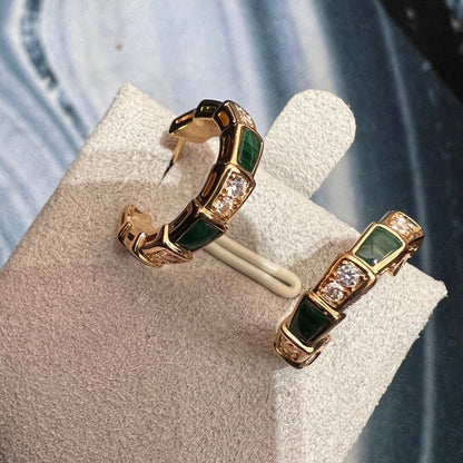 [Vicky]SERPENTI MALACHITE PINK GOLD EARRINGS
