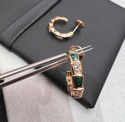 [Vicky]SERPENTI MALACHITE PINK GOLD EARRINGS