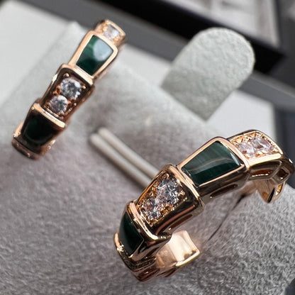 [Vicky]SERPENTI MALACHITE PINK GOLD EARRINGS