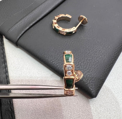 [Vicky]SERPENTI MALACHITE PINK GOLD EARRINGS