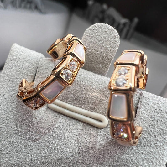[Vicky]SERPENTI MOP PINK GOLD EARRINGS