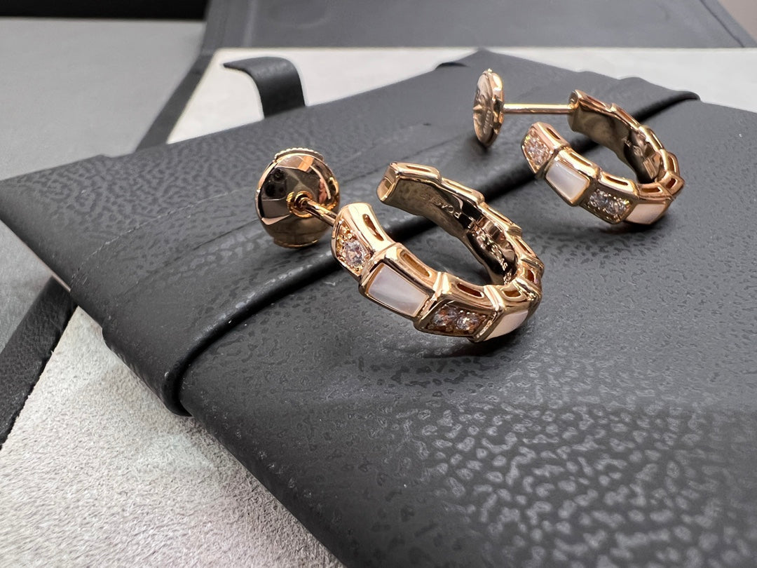 [Vicky]SERPENTI MOP PINK GOLD EARRINGS