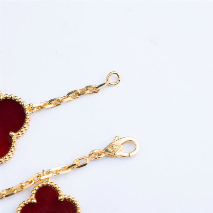 [Vicky]CLOVER BRACELET 5 MOTIFS CARNELIAN TIGER EYE