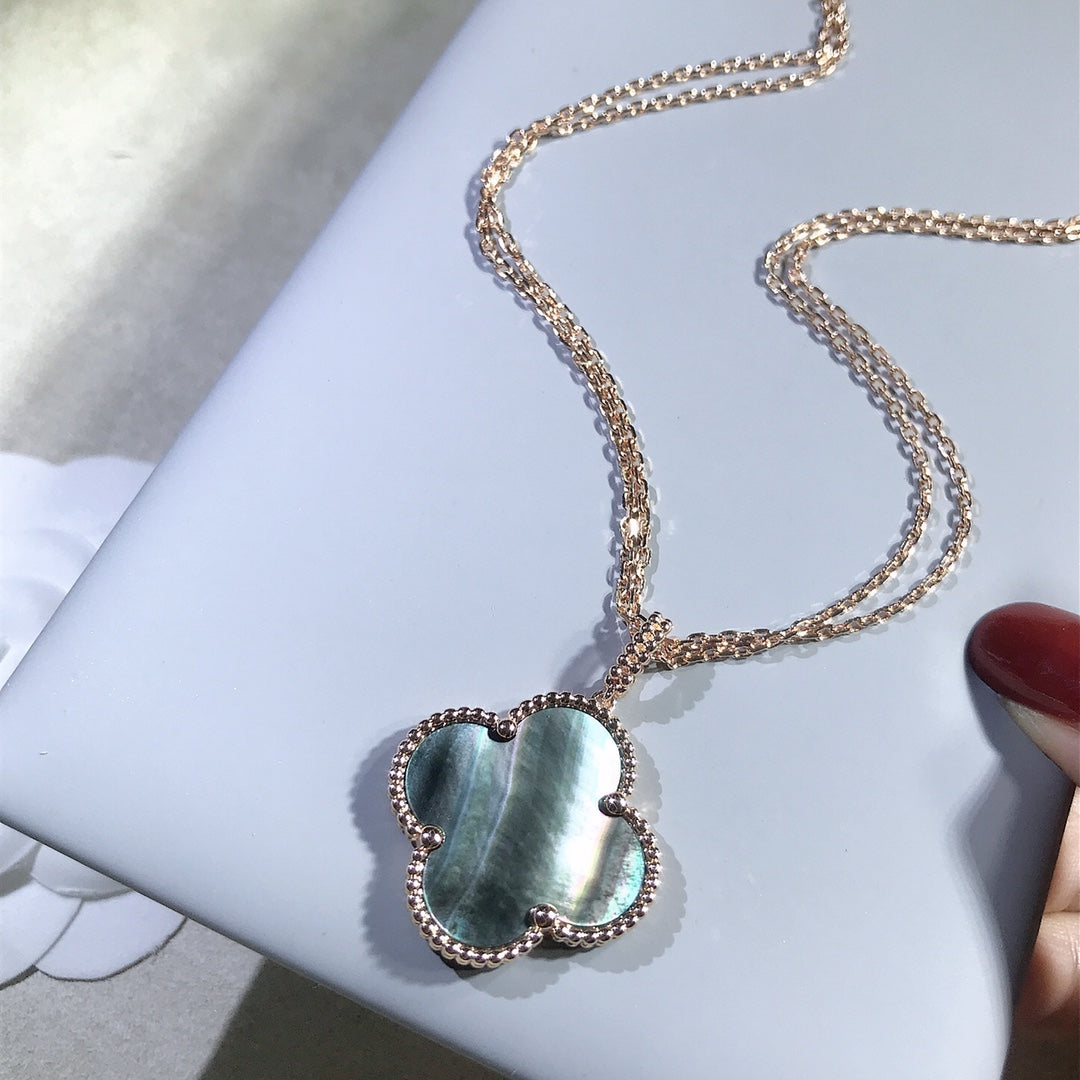 [Vicky]CLOVER 25MM GOLD DARK MOP BIG CLOVER NECKLACE