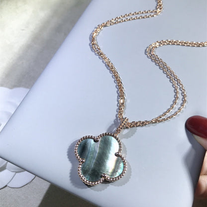 [Vicky]CLOVER 25MM GOLD DARK MOP BIG CLOVER NECKLACE