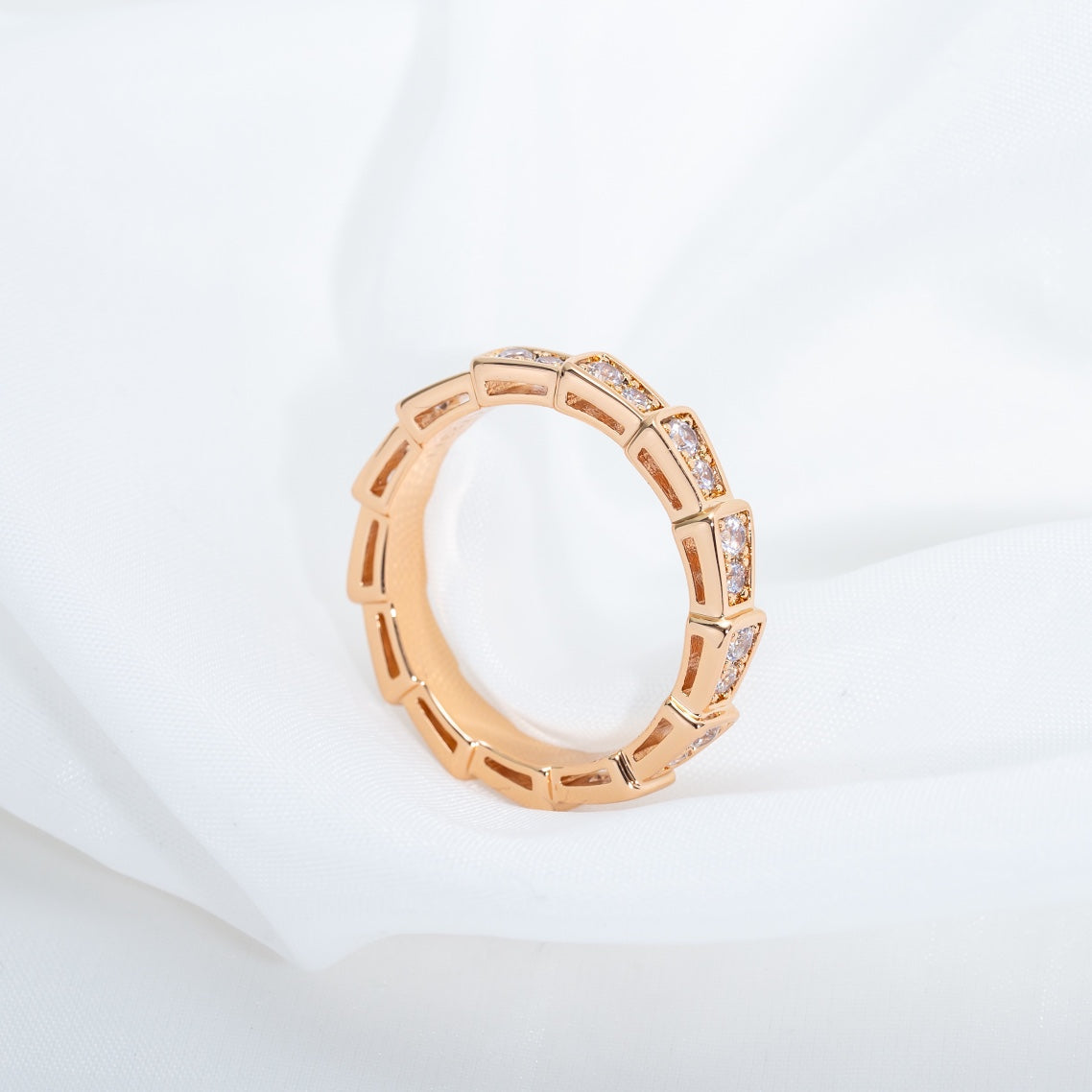 [Vicky]SERPENTI RING PINK GOLD DIAMOND PAVED 3MM