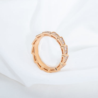 [Vicky]SERPENTI RING PINK GOLD DIAMOND PAVED 3MM