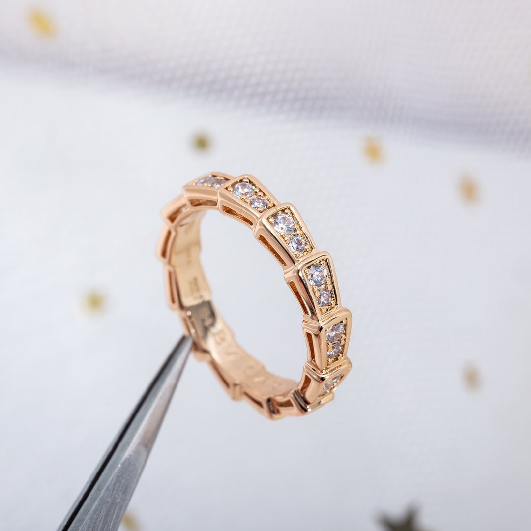 [Vicky]SERPENTI RING PINK GOLD DIAMOND PAVED 3MM